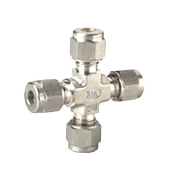 SS Cross Equal Four Way Connector Compression Double Ferrule OD Fitting Stainless Steel 304